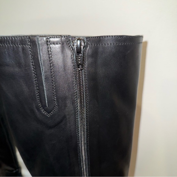 Coach and Four Black Leather Knee High Side Zip Italy Chunky Heel Boots Size 9 - Picture 8 of 14